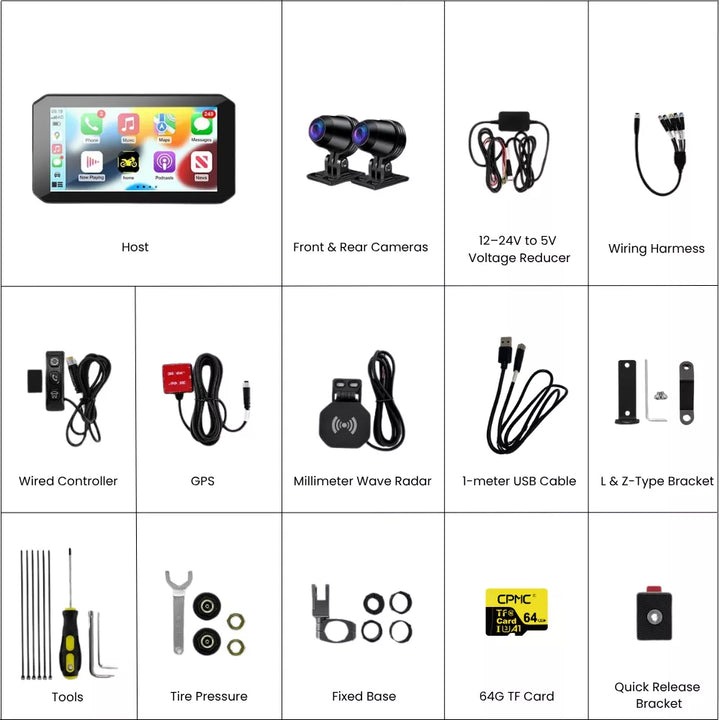 CPMC Z55B Motorcycle Dash Cam Package List